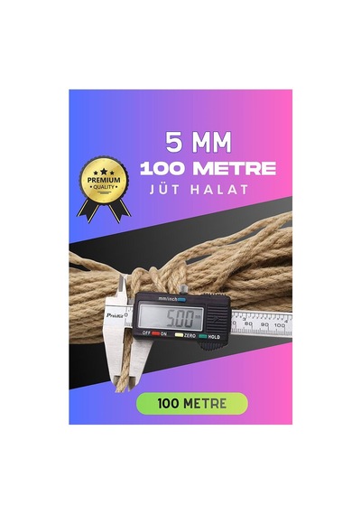 5 Mm 100 Metre Jüt Halat Dekoratif Hasır İp Urgan Süs Evimdeyokyok