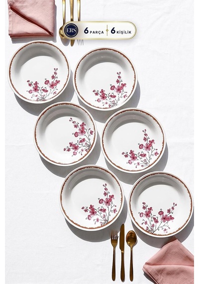Tr Lüx Sakura Desen Seramik 6 Kişilik Yemek Seti 20 Cm Genel