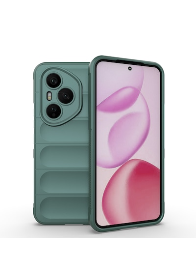 Honor 400 Pro Kılıf Kamera Korumalı Darbe Emici Esnek Oyuklu Arka Yüzey Tasarımlı Zore Etnik Silikon Kapak Koyu Yeşil