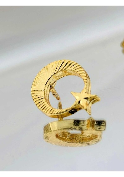 Yörük Tasarım Ay Yıldız Gold Kaplama Yaka Rozeti Altın