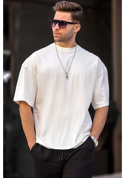 Startmore Erkek Oversize Basic Pamuklu Kısa Kollu Beyaz