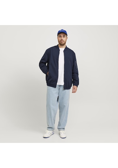 Jack & Jones Büyük Beden Beyzbol Yaka Bomber Ceket- Rush - 12173990 Navy Blazer