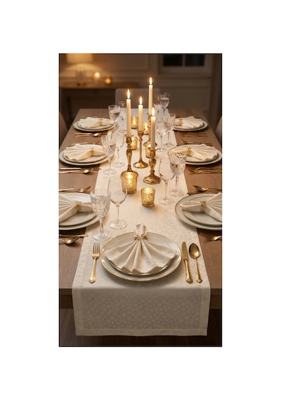%100 Pamuk Özel Desenli Dikdörtgen Runner 40x150 Beyaz - 900634250 Beyaz