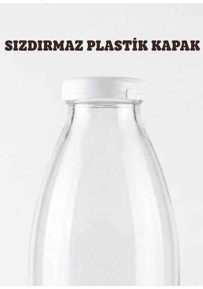 3 Adet 1 Litre Şeffaf Cam Sürahi Limonata, Süt, Ayran, Su Ve Meşrubat Şişesi Plastik Kapaklı Şişe