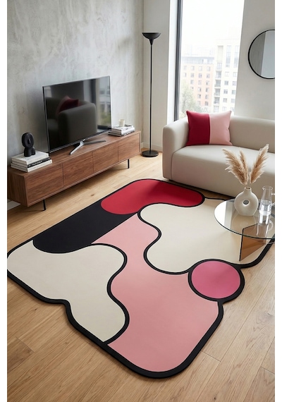 Woven Pembe Makinede Yıkanabilir Kaymaz Taban Leke Tutmaz Dijital Salon Halısı Mutfak Halısı Ve Yolluk Renkli