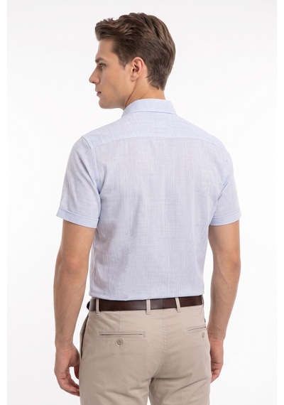 Mösyö Erkek Çift Cepli % 100 Cotton Kısa Kol Gömlek Bgl-st05647 Buz Mavi