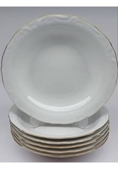 Porland Porselen Yaldızlı 12 Adet 16 Cm Küçük Çukur Yemek Tabak