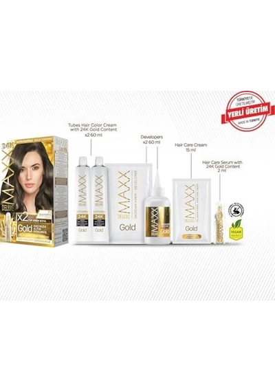 Serisi 24k Altın Parçacıklı Serum İle 1 Kutu 2 X 50 Ml Ve Geliştiriciler Saç Boyası Küllü Kumral 7.1