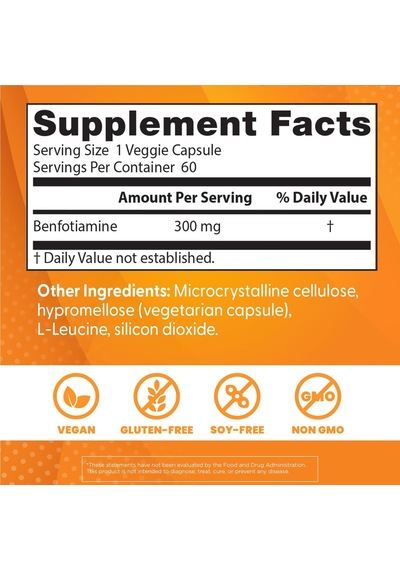 Doctor's Best Benfotiamine 300 With Benfopure, Helps Maintain Hea