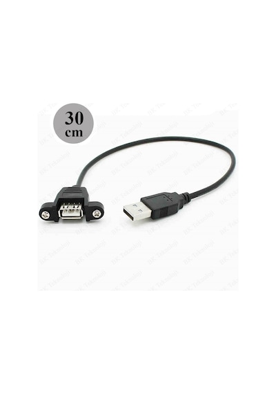 Panel Tipi Vidalı Usb 2.0 Uzatma Kablosu-30Cm