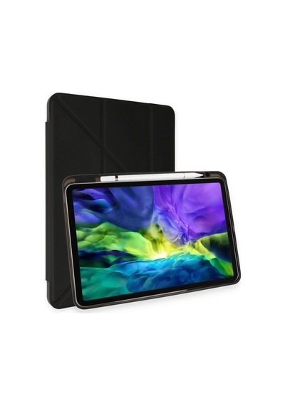 Apple İpad Uyumlu Air 4 10.9 Kılıf Kalemlikli Mars Tablet Kılıfı - Siyah Arka Kapak
