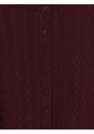 Lcw Modest Bordo Saç Örgüsü Desenli Kadın Triko Hırka