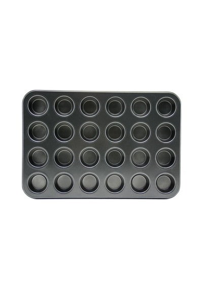 24 Gözlü Metal Muffin Kek Kalıbı Siyah Renkli