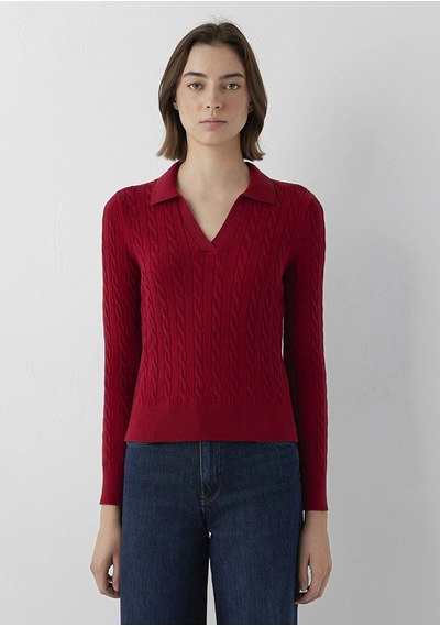 Mavi Polo Yaka Triko Rhythmic Red Kırmızı