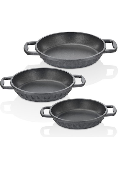 Taç Bella Döküm 3lü Sahan Set Siyah