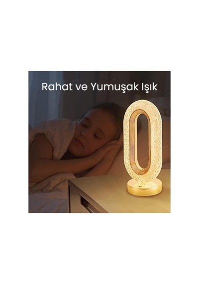 Kristal Masa Lambası - Şarjlı, Dokunmatik,3 Renk Modlu Dekoratif Işık Model 434537324 Sarı