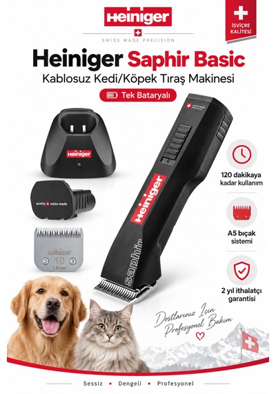 Heiniger Saphir Basic Kablosuz Kedi/köpek Tıraş Makinesi Tek Bataryalı