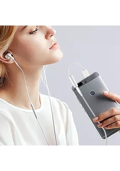 Beyaz Usb Tip C - 3,5mm Jack Ses Kablosu Kulaklık Aux Adaptörü Dönüştürücü