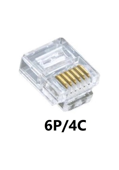 6P4C Rj11 Rj12 4'Lü 100'Lük Paket Telefon Jack