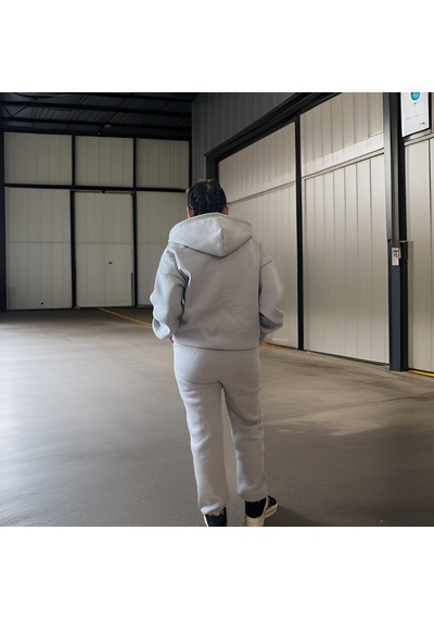 Ceyss Design Unisex Üç İplik Şardonlu Kapüşonlu Hırkalı Eşofman Takımı-açık Gri Açık Gri