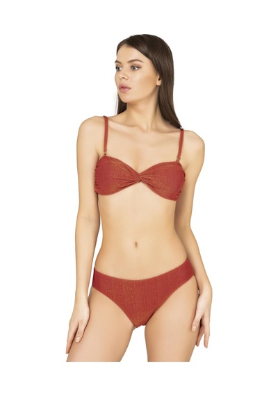 Endeep Kadın Bağlama Detaylı Straplez Kiremit Bikini Takımı Kiremit