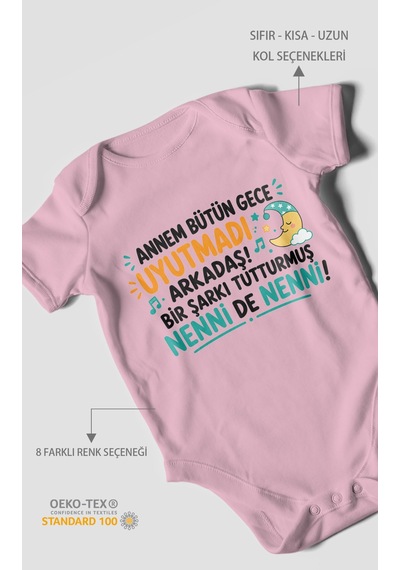 Morivokids Anneye Özel Kısa Kollu Bebek Body %100 Pamuk Zbn194-kk Koyu Pembe