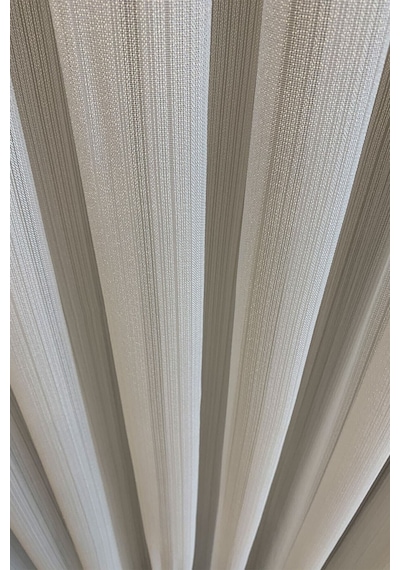 İnce Çizgi Desenli Etekleri Kurşunlu Düz Pilesiz 250 X 250 Cm Tül Perde Kırık Beyaz