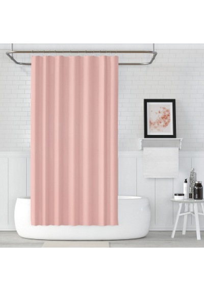 Pembe Banyo Perdesi 180x200 Duş Perdesi Tek Kanat Pudra CHalkalı Pudra