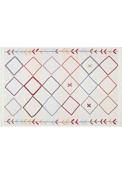 Multy Cream Yıkanabilir Çift Taraflı Modern Desenli Dokuma Kilim
