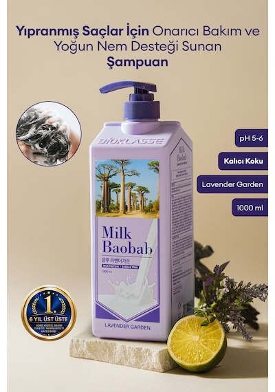 Yıpranmış Saçları Onaran Yoğun Nemlendirici Şampuan Mılk Baobab Original Shampoo Lavender Garden