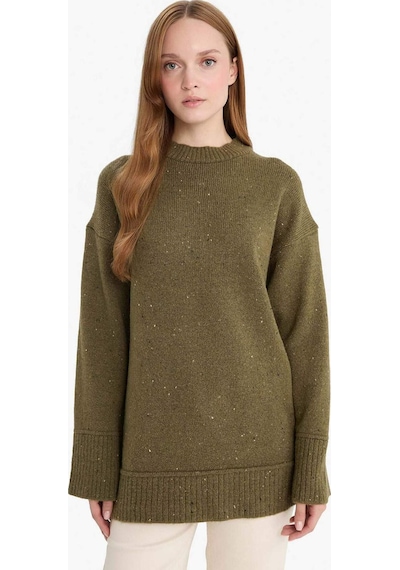 Defacto Loose Fit Bisiklet Yaka Triko Tunik F3242ax25wnkh202 Haki