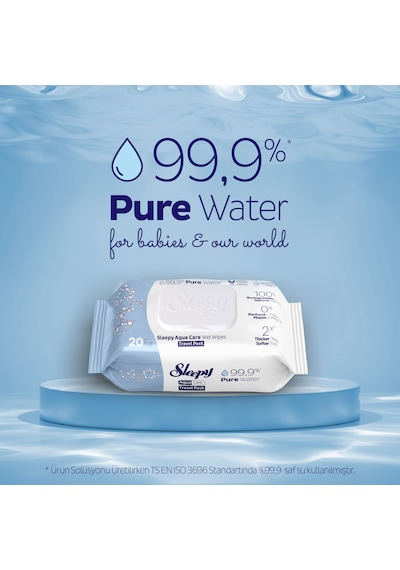 Sleepy Aquacare H2o Yenidoğan Islak Bebek Havlusu Seyahat Boy 12x20 240 Yaprak Tekli