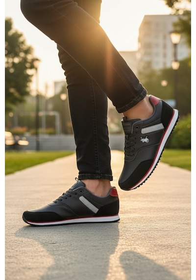 Enoch Erkek Arma Logolu Süet Detaylı Günlük Casual Spor Ayakkabı Sneaker Füme
