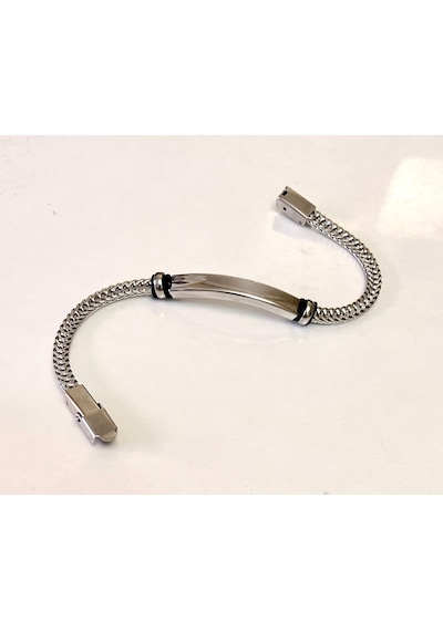 Silver Renk İnce Kordon Çelik Erkek Bileklik 22 Cm