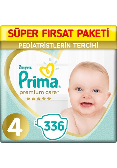 Prima Premium Care 4 Beden Bebek Bezi 84x4 336 Adet 4'lü
