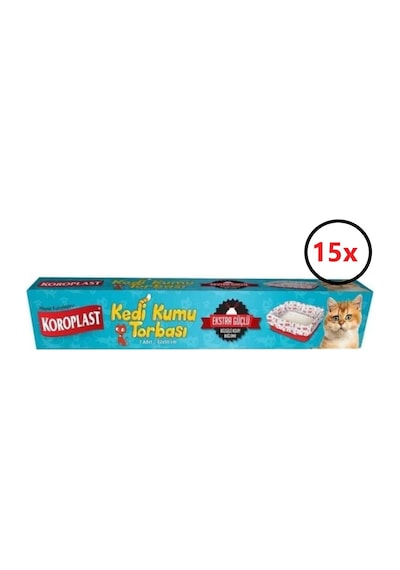 Koroplast Ekstra Büzgülü Kedi Kumu Torbası 7'Li 82 X50Cm 15 Paket