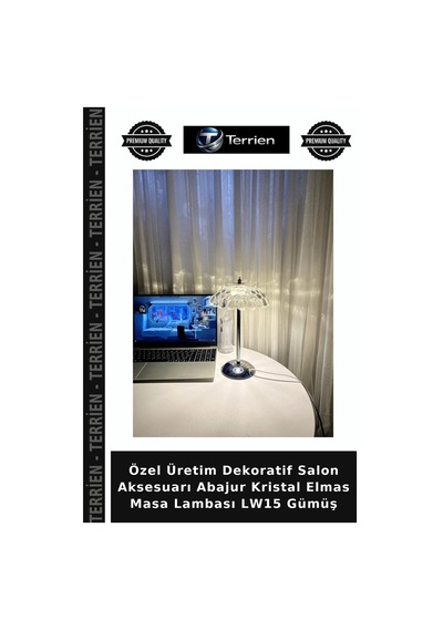 Özel Üretim Dekoratif Salon Aksesuarı Abajur Kristal Elmas Masa Lambası Lw15 Gümüş