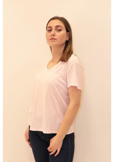 Rich Kadın Organik V Yaka T-shirt %100 Pamuk Tişört Beyaz