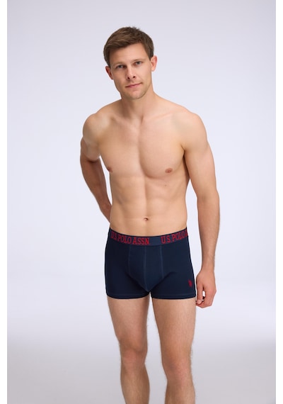 U.S. Polo Assn. Erkek Lacivert - Kırmızı - Baskılı 3 Lü Boxer Lacivert