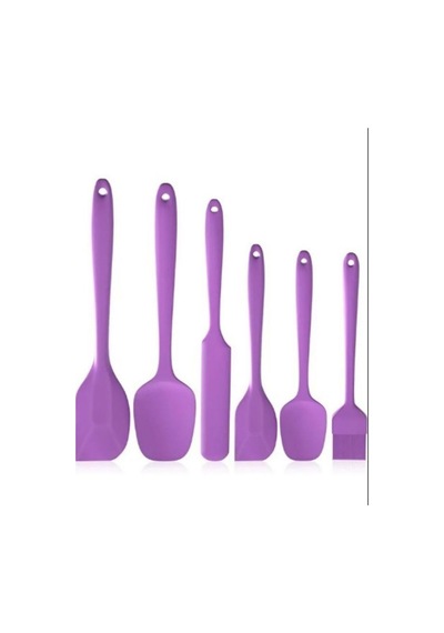 Isıya Dayanıklı Yanmaz Yapışmaz Silikon Spatula Seti 6 Parça Silikon Mor Diğer