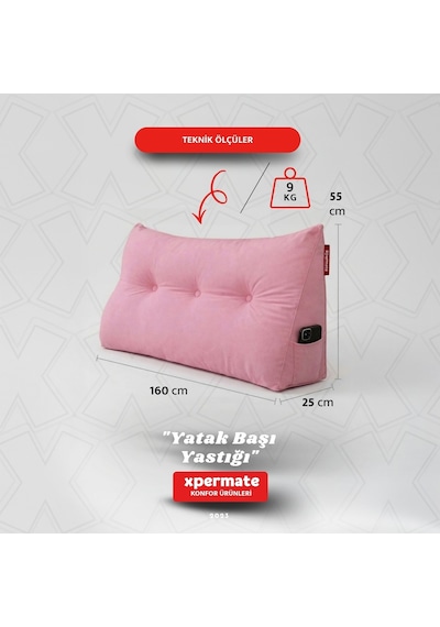 Yatak Başı Yastığı Sırt ve Bel Destek Yastığı 160 CM Yaslanma ve Dinlenme Yastığı Pembe