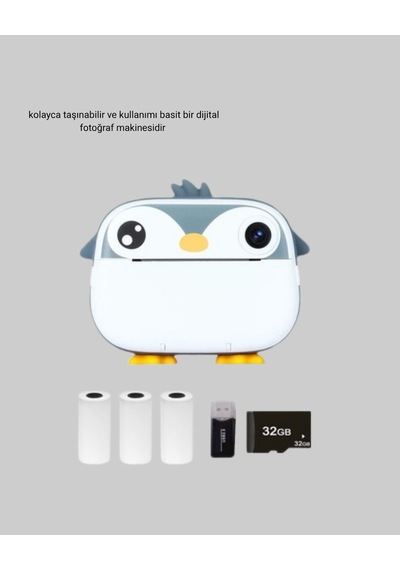 Termal Baskı Çocuk Kamerası Hd Çekim Usb Şarjlı Eğitici Oyuncak