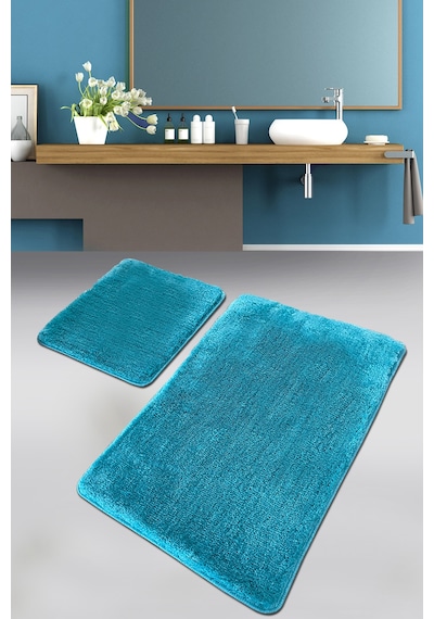 Pasific Light Blue 2 Li Set Banyo Halısı Paspas Yıkanabilir