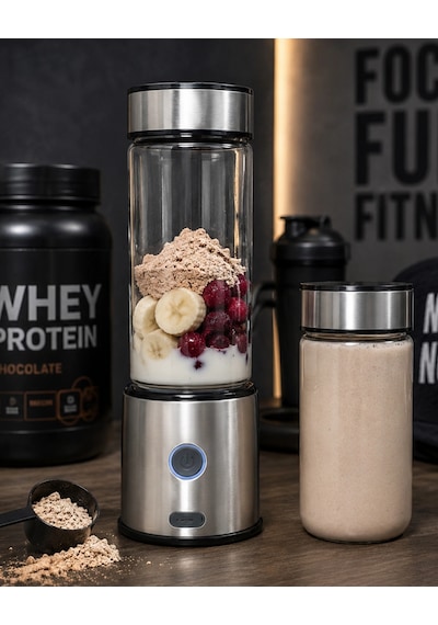 Mey İthalat Çift Hazneli Cam Blender Usb Şarjlı Smoothie Ve Buz Kırıcı Blender Renkli