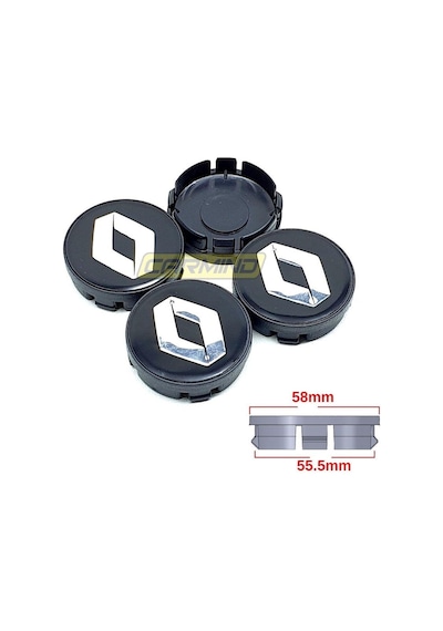 Renault Jant Göbek Arması Siyah 55-58Mm