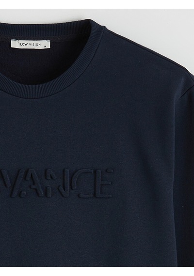 Lcw Vision Lacivert Bisiklet Yaka Baskılı Erkek Sweatshirt