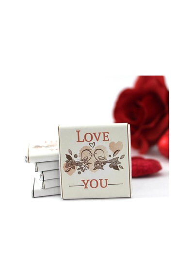 Dark Brown Love You Yazılı Madlen Çikolata Bitter ve Sütlü 48 Adet