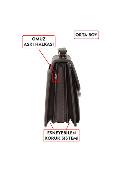 Dada Kilit Mekanizmalı Kahverengi Piremium Orta Boy Erkek El Çantası Omuz Askılı