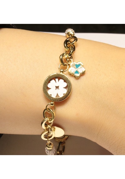 14 Ayar Altın Charm Model Yonca Bileklik Sarı Altın