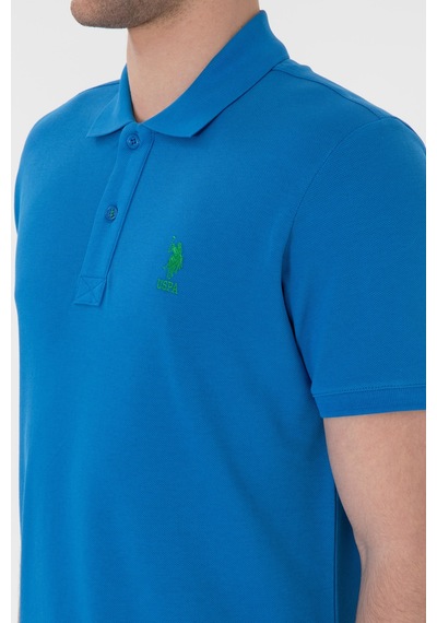 U.S. Polo Assn. Erkek Slim Fit Polo Yaka Kobalt Basic Tişört 50298041-VR077